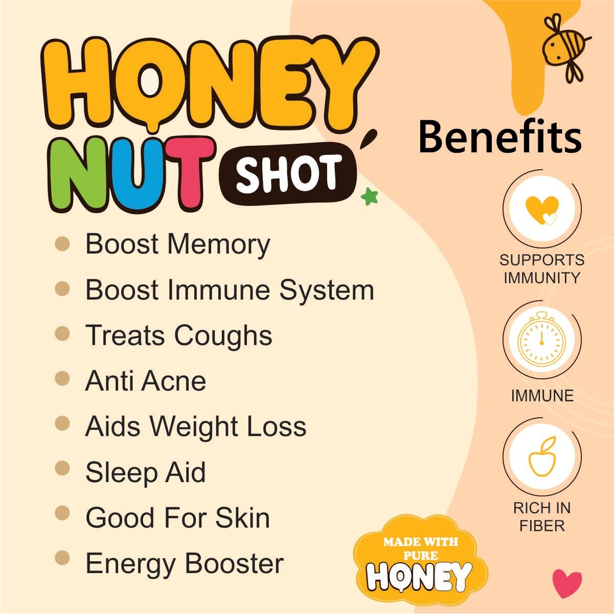 Click to see full view ZATAFA Honey Nut Shot | Honey Mixed Dry Fruits & Seeds | Cashew, Almond, Walnut, Raisins, Pumpkin Seeds & Sunflower Seeds | Kids Tiffin Friendly | Healthy Snack | 25g x Pack of 24 - Image 3