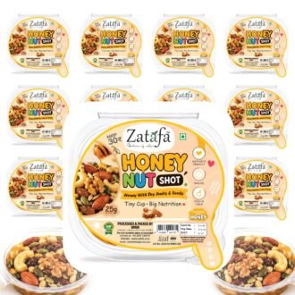 ZATAFA Honey Nut Shot | Honey Mixed Dry Fruits & Seeds | Cashew, Almond, Walnut, Raisins, Pumpkin Seeds & Sunflower Seeds | Kids Tiffin Friendly | Healthy Snack | 25g x Pack of 12