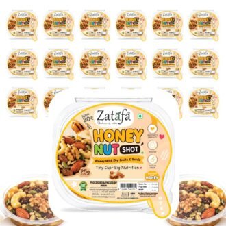 ZATAFA Honey Nut Shot | Honey Mixed Dry Fruits & Seeds | Cashew, Almond, Walnut, Raisins, Pumpkin Seeds & Sunflower Seeds | Kids Tiffin Friendly | Healthy Snack | 25g x Pack of 18