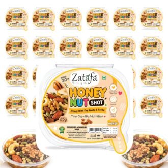 Click to see full view ZATAFA Honey Nut Shot | Honey Mixed Dry Fruits & Seeds | Cashew, Almond, Walnut, Raisins, Pumpkin Seeds & Sunflower Seeds | Kids Tiffin Friendly | Healthy Snack | 25g x Pack of 24